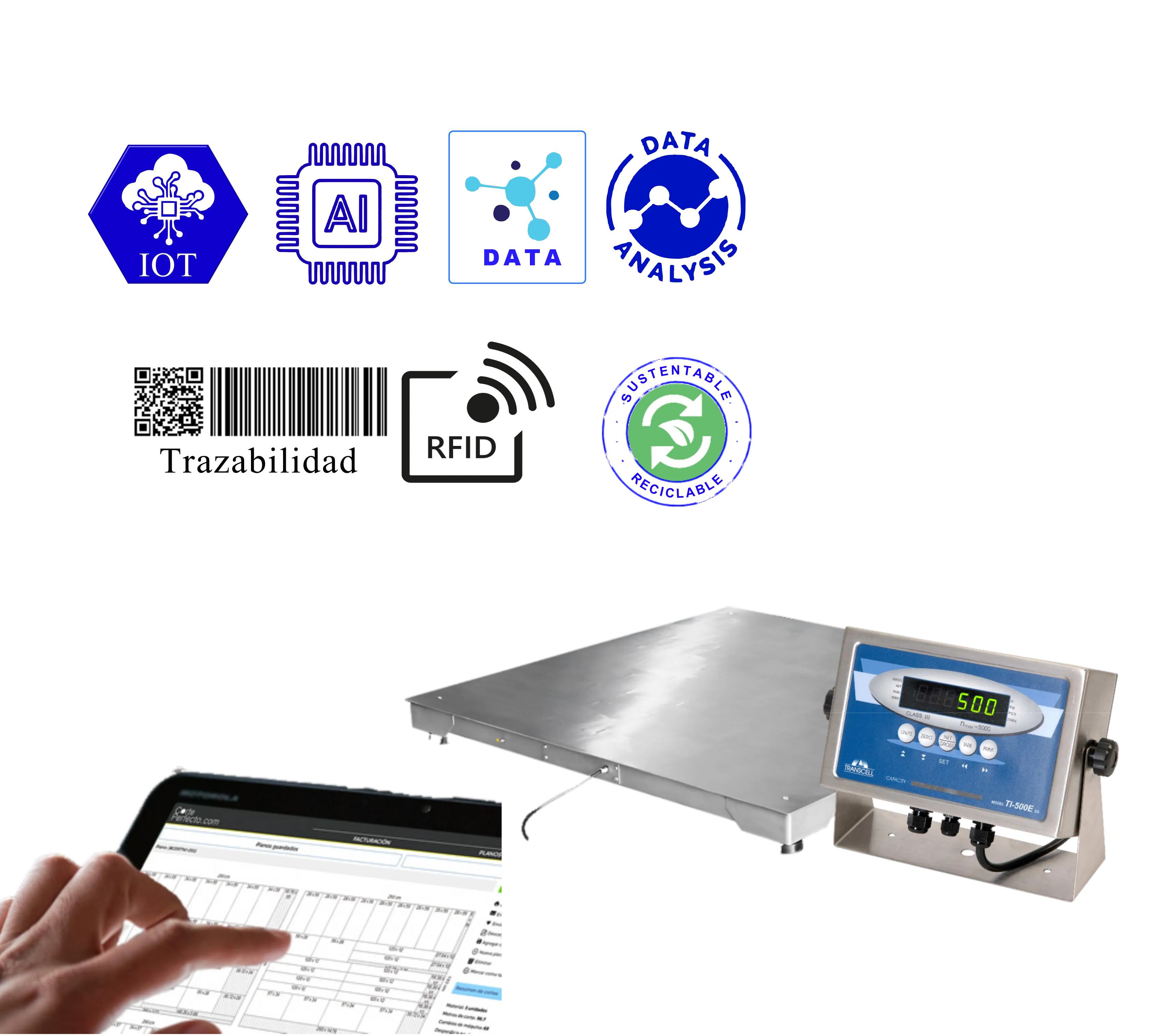 balanza plataforma piso acero inoxidable industria alimentos pesca ambientes humedos